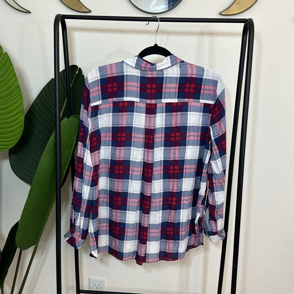 Isla Maude Plaid Surplice V-Neck Long Sleeve Top Multicolor XL - Picture 7 of 7